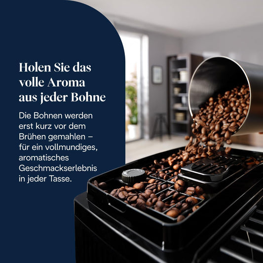De’Longhi Magnifica Start - Perfetto Kaffeevollautomat mit LatteCrema-Milchaufschäumer, 4 One-Touch-Getränke, Cappuccino Kaffeemaschine, Soft-Touch-Bedienfeld, Schwarz-Grau (ECAM222.60.BG)