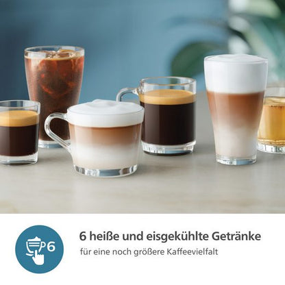 Weiß-Schwarz Kaffeevollautomat EP3343/50 3300 Series , 6 Getränke heiß oder eisgekühlt LatteGo-Milchsystem, SilentBrew Technologie