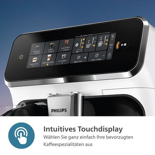 Weiß-Schwarz Kaffeevollautomat EP3343/50 3300 Series , 6 Getränke heiß oder eisgekühlt LatteGo-Milchsystem, SilentBrew Technologie