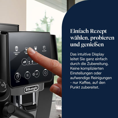 De’Longhi Magnifica Start - Perfetto Kaffeevollautomat mit LatteCrema-Milchaufschäumer, 4 One-Touch-Getränke, Cappuccino Kaffeemaschine, Soft-Touch-Bedienfeld, Schwarz-Grau (ECAM222.60.BG)